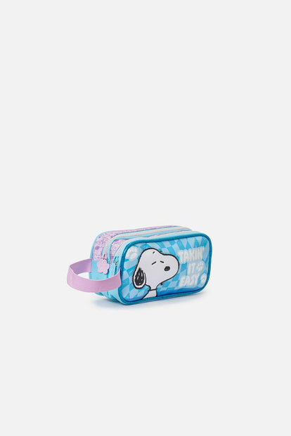 CARTUCHERA DE SNOOPY AZUL Y VIOLETA PARA NIÑA