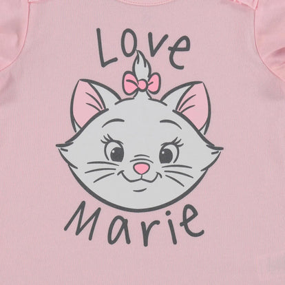  CAMISETA DE BEBÉ NIÑA, MANGA CORTA, ROSADA DE GATA MARIE ©DISNEY
