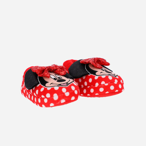 PANTUFLAS PARA NIÑA, CERRADAS ROJAS DE MINNIE MOUSE