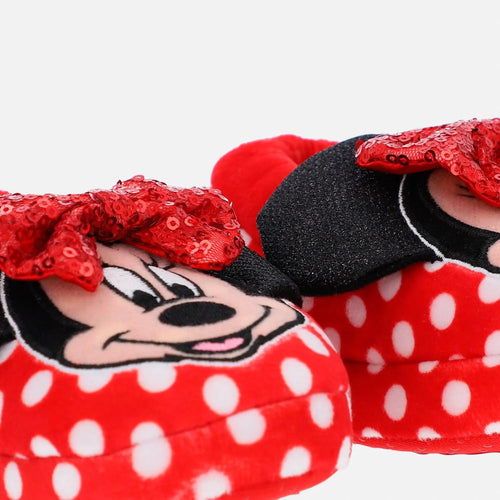 PANTUFLAS PARA NIÑA, CERRADAS ROJAS DE MINNIE MOUSE