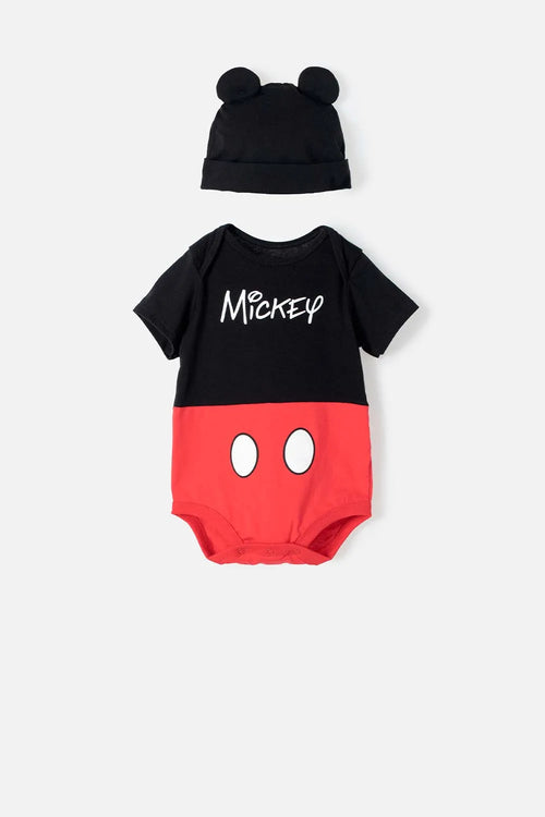 Card slide image -  BODY DE MICKEY MOUSE MANGA CORTA ROJO CON NEGRO PARA BEBÉ NIÑO