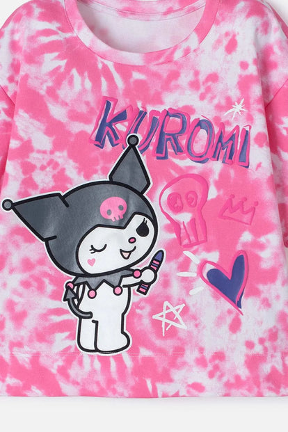  CONJUNTO DE KUROMI ROSADO CON PANTALÓN LARGO PARA NIÑA