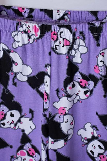 PIJAMA DE KUROMI LILA Y NEGRA CON PANTALÓN LARGO PARA NIÑA