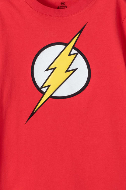 CAMISETA DE FLASH CUELLO REDONDO ROJA PARA NIÑO