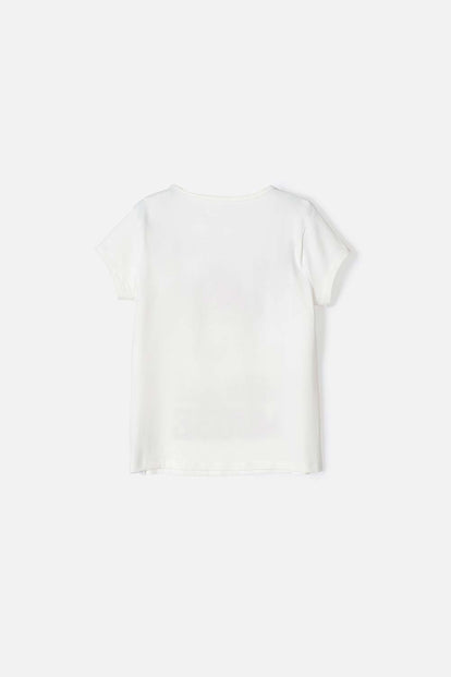 CAMISETA DE MINNIE MOUSE MANGA CORTA MARFIL PARA NIÑA
