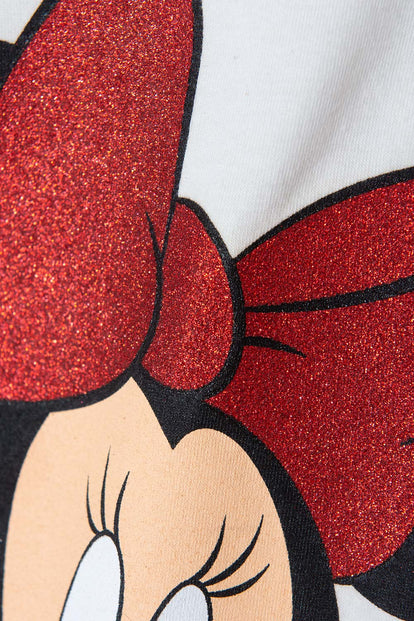 CAMISETA DE MINNIE MOUSE MANGA CORTA MARFIL PARA NIÑA
