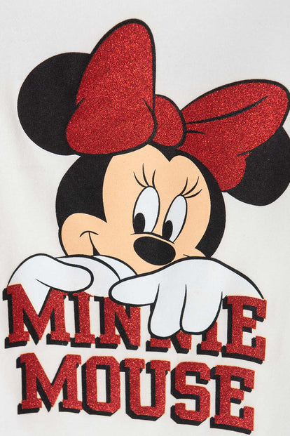CAMISETA DE MINNIE MOUSE MANGA CORTA MARFIL PARA NIÑA