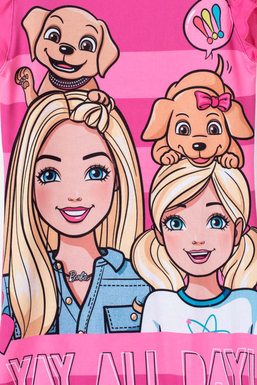 Card slide image -  PIJAMA TIPO BATOLA DE BARBIE MANGA SISA FUCSIA PARA NIÑA