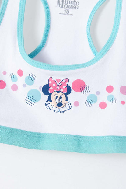 CONJUNTO DE TOP Y PANTY DE MINNIE MOUSE BLANCO Y AZUL PARA NIÑA