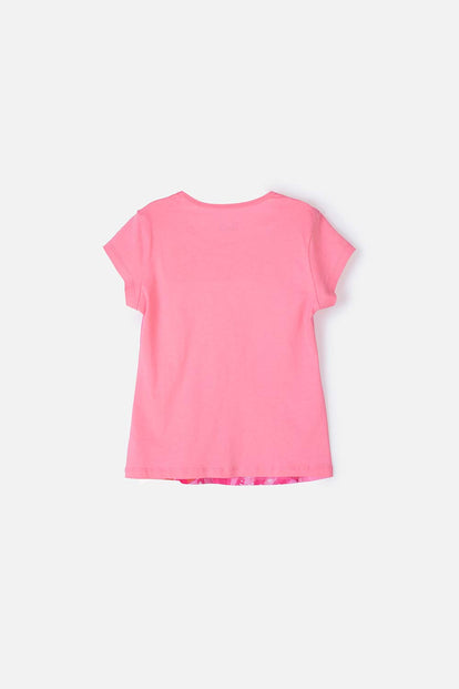 CAMISETA DE BARBIE MANGA CORTA ROSA PARA NIÑA