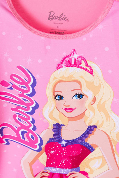 CAMISETA DE BARBIE MANGA CORTA ROSA PARA NIÑA