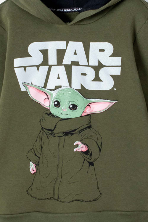 BUZO DE MANDALORIAN CON CAPUCHA GRIS PARA NIÑO