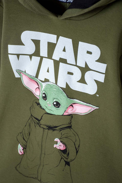 BUZO DE MANDALORIAN CON CAPUCHA GRIS PARA NIÑO