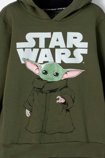 BUZO DE MANDALORIAN CON CAPUCHA GRIS PARA NIÑO