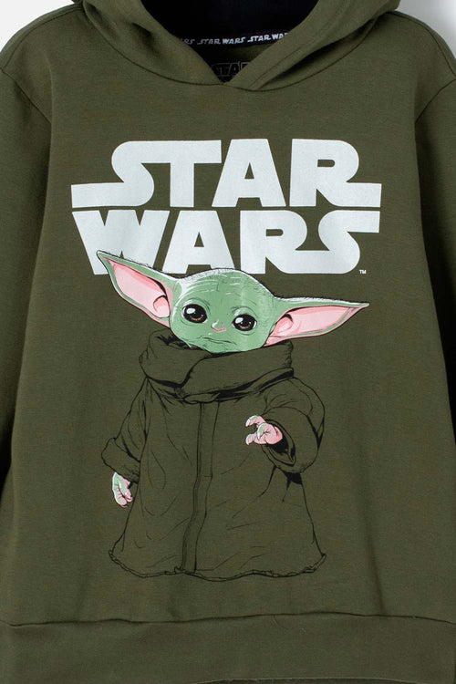 BUZO DE MANDALORIAN CON CAPUCHA GRIS PARA NIÑO