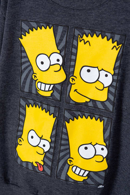 BUZO DE BART SIMPSON CUELLO REDONDO GRIS PARA NIÑO