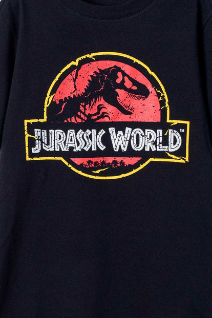 CAMISETA DE JURASSIC WORLD MANGA CORTA NEGRA PARA NIÑO