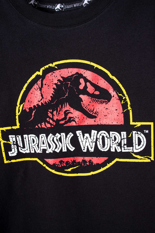 CAMISETA DE JURASSIC WORLD MANGA CORTA NEGRA PARA NIÑO