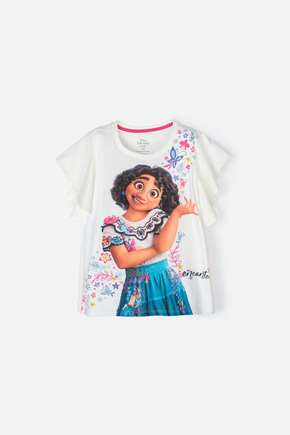 CAMISETA DE ENCANTO MANGO CORTA MARFIL PARA NIÑA