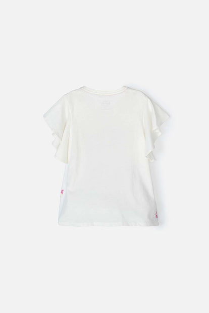 CAMISETA DE ENCANTO MANGO CORTA MARFIL PARA NIÑA