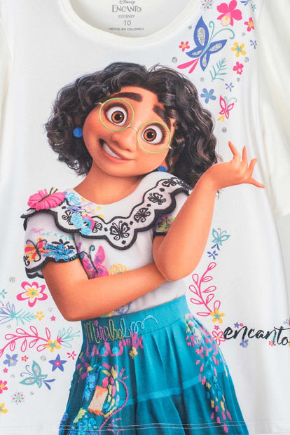 CAMISETA DE ENCANTO MANGO CORTA MARFIL PARA NIÑA