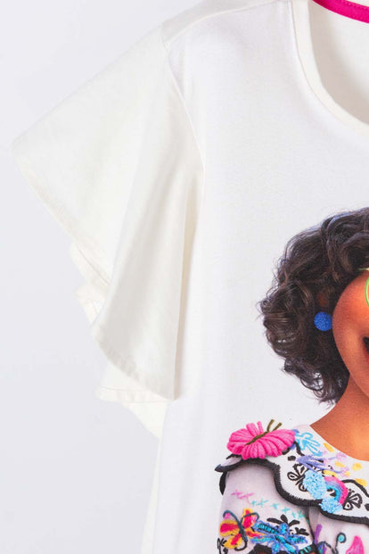 CAMISETA DE ENCANTO MANGO CORTA MARFIL PARA NIÑA