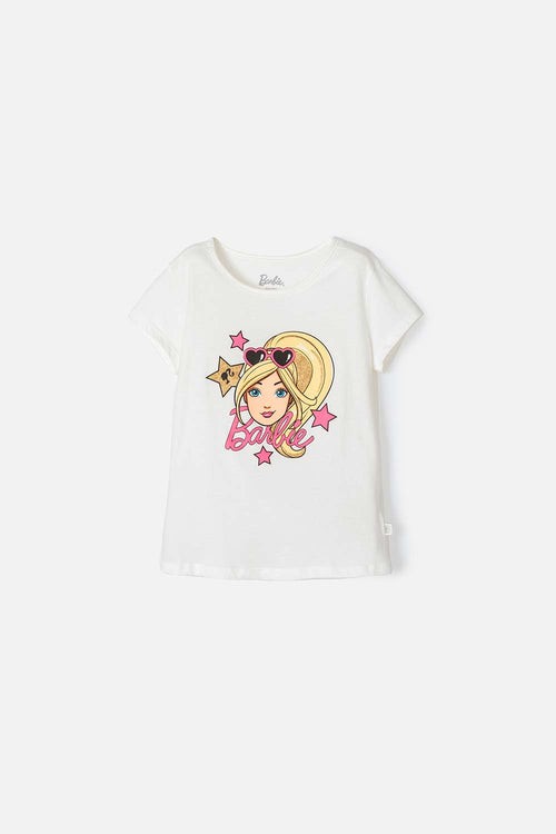 Card slide image -  CAMISETA DE BARIBIE MANGA CORTA MARFIL PARA NIÑA