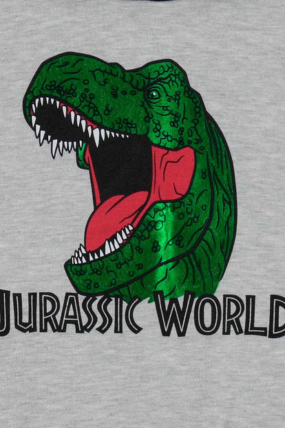 BUZO DE JURASSIC WORLD CON CAPUCHA NEGRO Y GRIS PARA NIÑO