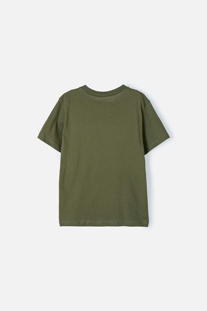 CAMISETA DE JURASSIC WORLD MANGA CORTA VERDE MILITAR PARA NIÑO