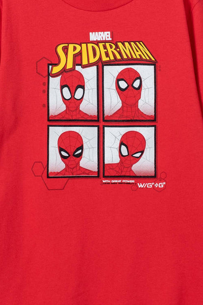  CAMISETA DE SPIDER-MAN  MANGA CORTA ROJA PARA NIÑO