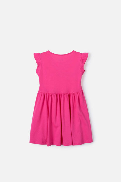 VESTIDO DE BARBIE MANGA CORTA FUCSIA PARA NIÑA