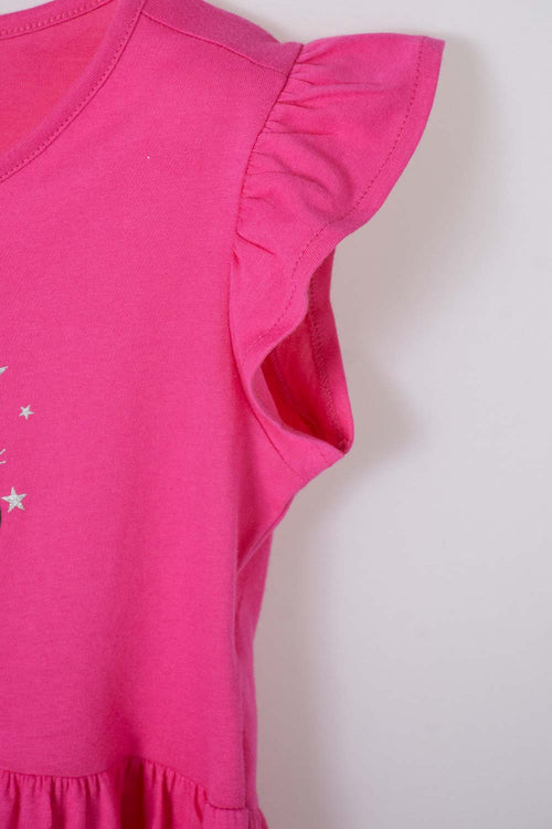 Card slide image -  VESTIDO DE BARBIE MANGA CORTA FUCSIA PARA NIÑA