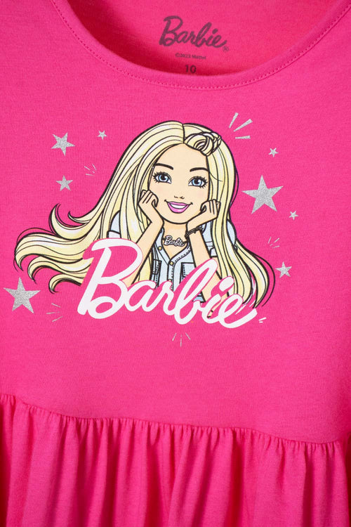 Card slide image -  VESTIDO DE BARBIE MANGA CORTA FUCSIA PARA NIÑA