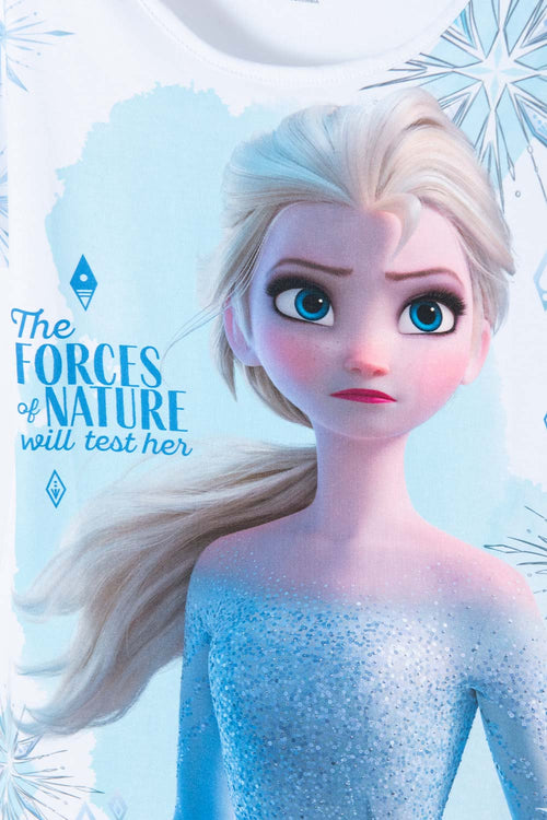 CAMISETA DE FROZEN MANGA CORTA BLANCA Y AZUL PARA NIÑA