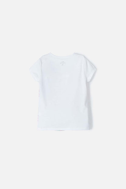 CAMISETA DE PRINCESAS MANGA CORTA BLANCA PARA NIÑA