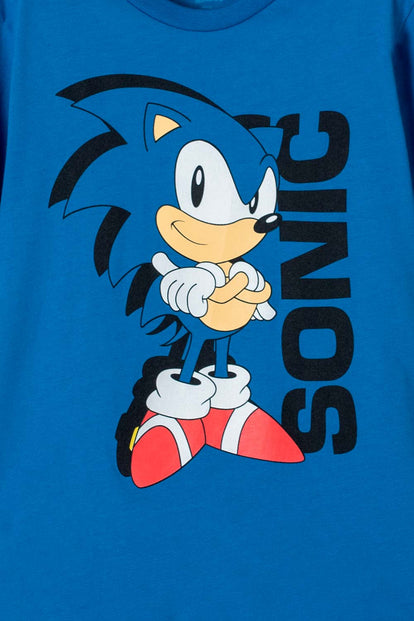CAMISETA DE SONIC MANGA CORTA AZUL PARA NIÑO