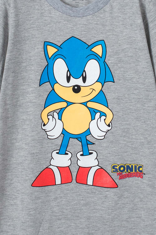 CAMISETA DE SONIC MANGA CORTA GRIS PARA NIÑO