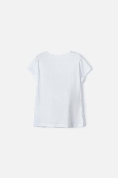 CAMISETA DE BARBIE MANGA CORTA BLANCA PARA NIÑA