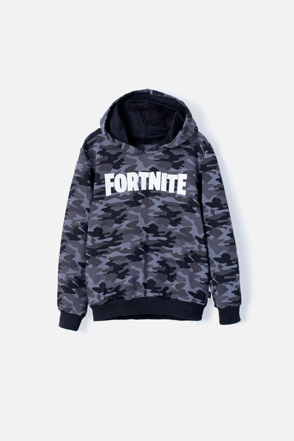 BUZO DE FORTNITE CERRADO CON CHOMPA GRIS PARA NIÑO