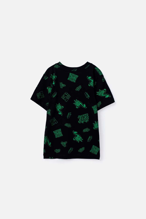 CAMISETA DE FORTNITE MANGA CORTA NEGRO Y VERDE PARA NIÑO