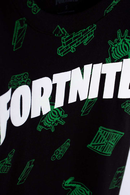 CAMISETA DE FORTNITE MANGA CORTA NEGRO Y VERDE PARA NIÑO