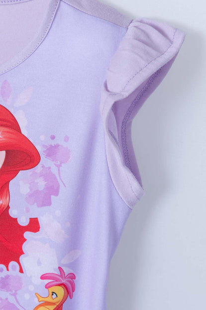 VESTIDO DE LA SIRENITA MANGA CORTA LILA  PARA NIÑA