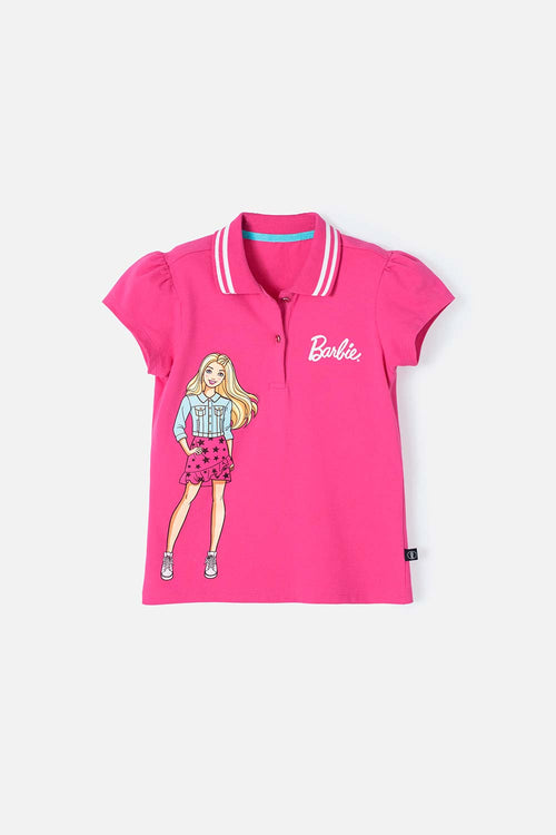 Card slide image -  CAMISETA TIPO POLO DE BARBIE FUCSIA PARA NIÑA