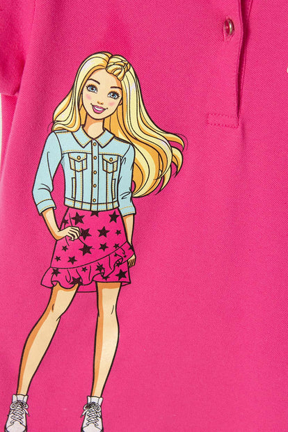 CAMISETA TIPO POLO DE BARBIE FUCSIA PARA NIÑA