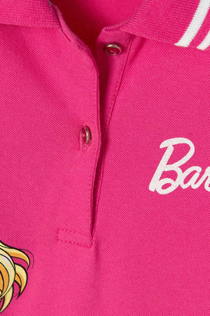 CAMISETA TIPO POLO DE BARBIE FUCSIA PARA NIÑA
