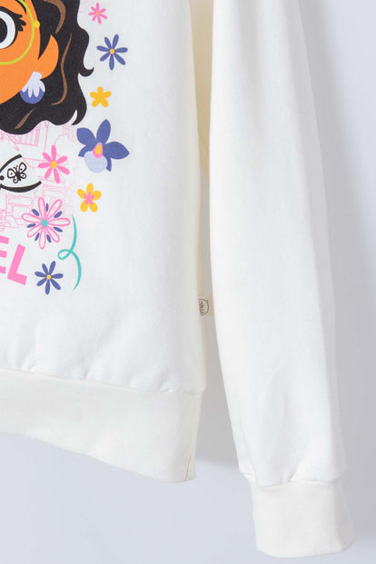 BUZO DE ENCANTO CON CUELLO REDONDO BLANCO PARA NIÑA