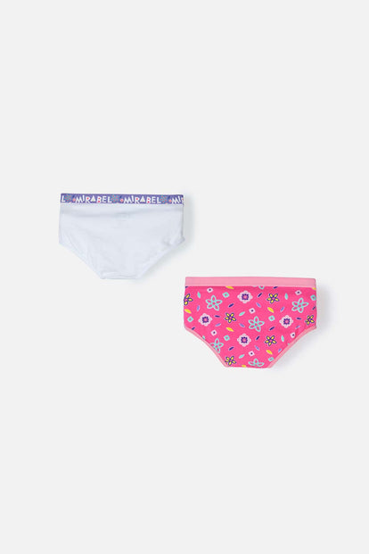 PACK X2 PANTIES DE ENCANTO BLANCO Y FUCSIA PARA NIÑA