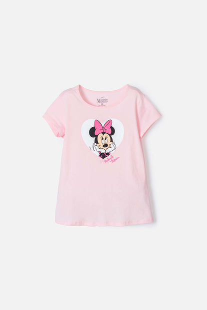  CAMISETA DE MINNIE MOUSE MANGA CORTA ROSADA PARA NIÑA