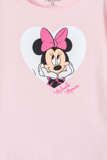  CAMISETA DE MINNIE MOUSE MANGA CORTA ROSADA PARA NIÑA