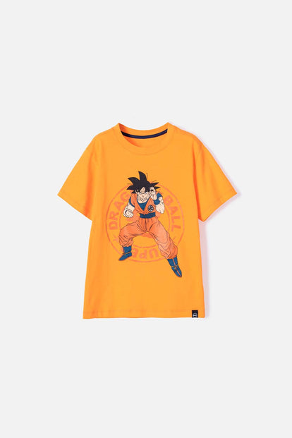 CAMISETA DE DRAGON BALL MANGA CORTA NARANJA PARA NIÑO